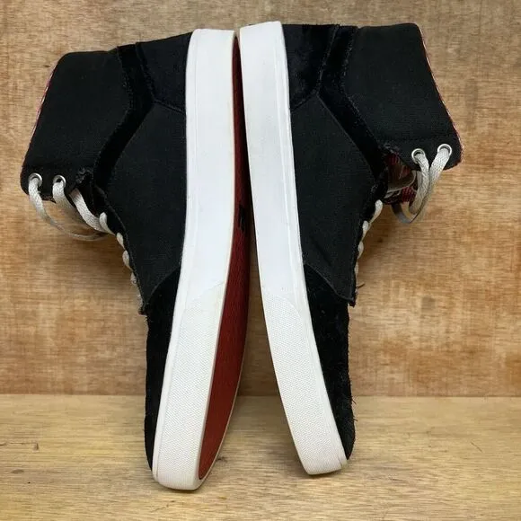 Supra Yorek Hi Men Size 11.5 Shoes Black White Canvas Suede Skateboard Sneakers