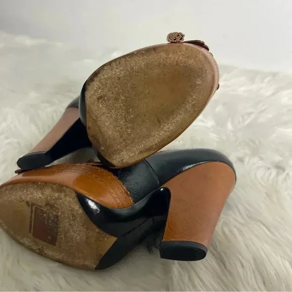 Tabitha Simmons Leather Tassel Heel Pumps Shoes Size 37 6.5 7