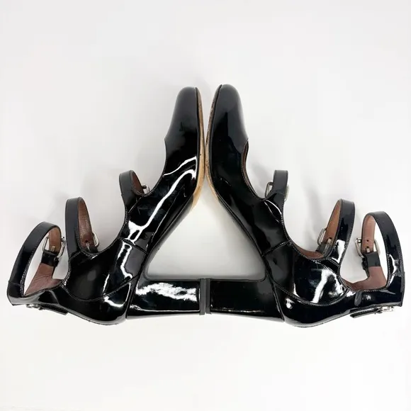 Tabitha Simmons Patent Leather Mary Jane Ginger Pumps Buckles Size 38