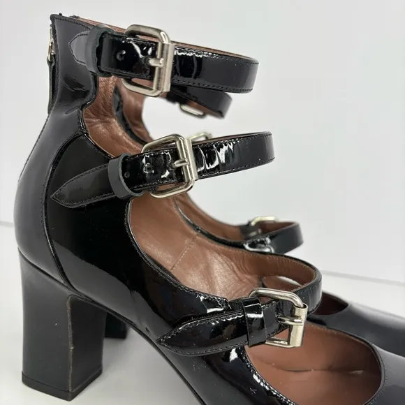 Tabitha Simmons Patent Leather Mary Jane Ginger Pumps Buckles Size 38
