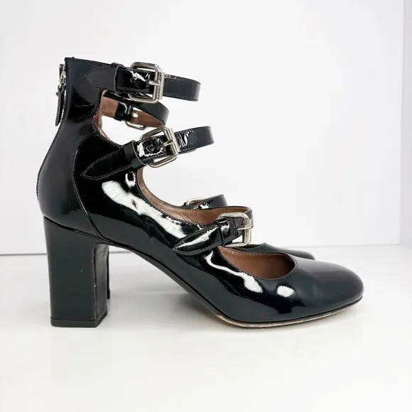 Tabitha Simmons Patent Leather Mary Jane Ginger Pumps Buckles Size 38