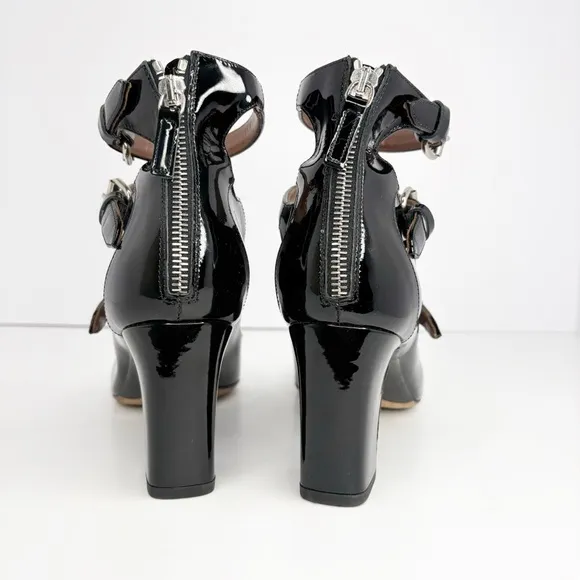 Tabitha Simmons Patent Leather Mary Jane Ginger Pumps Buckles Size 38