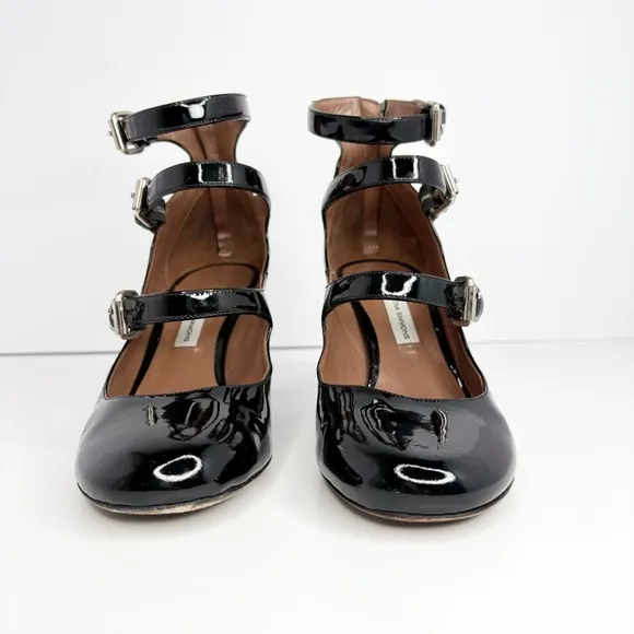 Tabitha Simmons Patent Leather Mary Jane Ginger Pumps Buckles Size 38