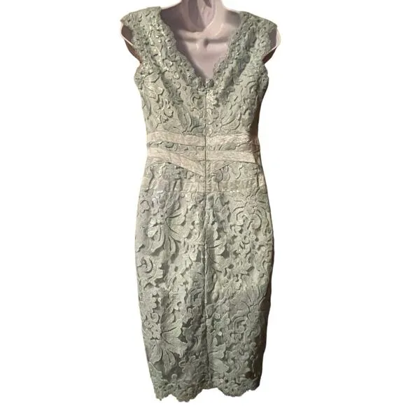 Tadashi Shoji Paillette Sz 2 Light Blue Sequined Lace Formal Cocktail Dress