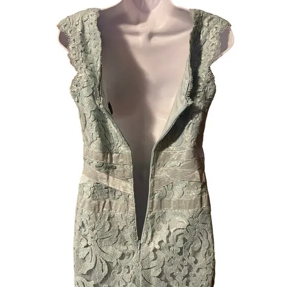 Tadashi Shoji Paillette Sz 2 Light Blue Sequined Lace Formal Cocktail Dress