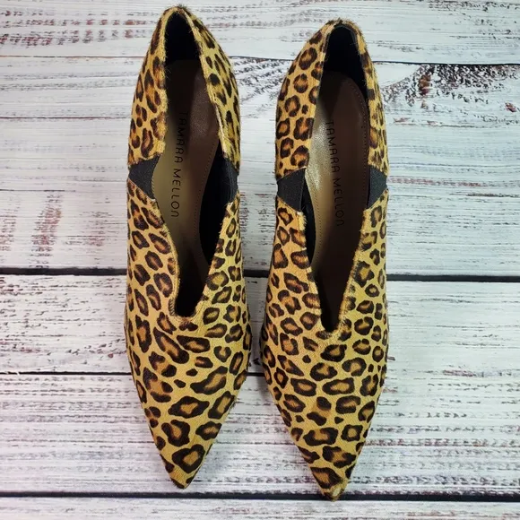 Tamara Mellon Leopard Print Calf Hair Stiletto Heel Pointed Pumps Size 9