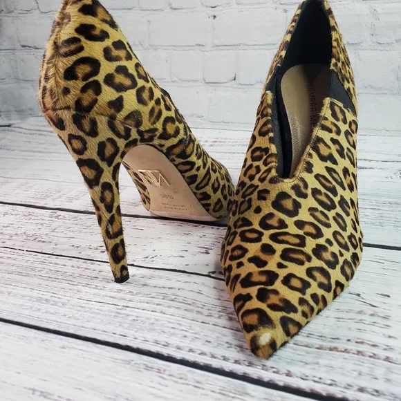 Tamara Mellon Leopard Print Calf Hair Stiletto Heel Pointed Pumps Size 9