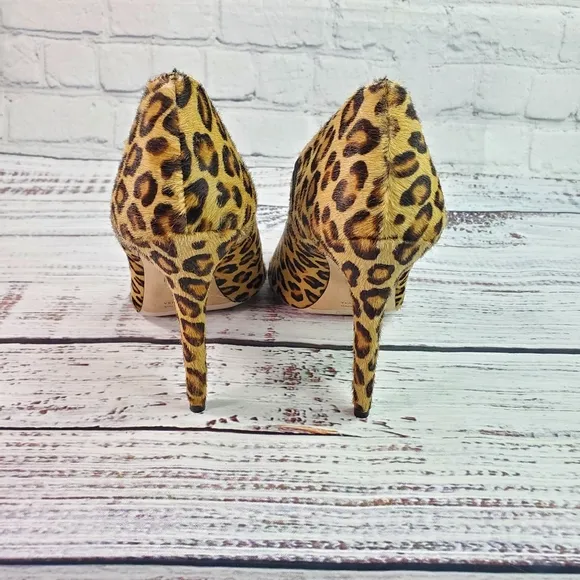 Tamara Mellon Leopard Print Calf Hair Stiletto Heel Pointed Pumps Size 9