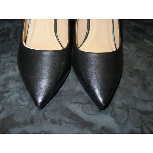 Ted Baker Charlotte Black Italian Leather Pumps with gold accents size 8.5