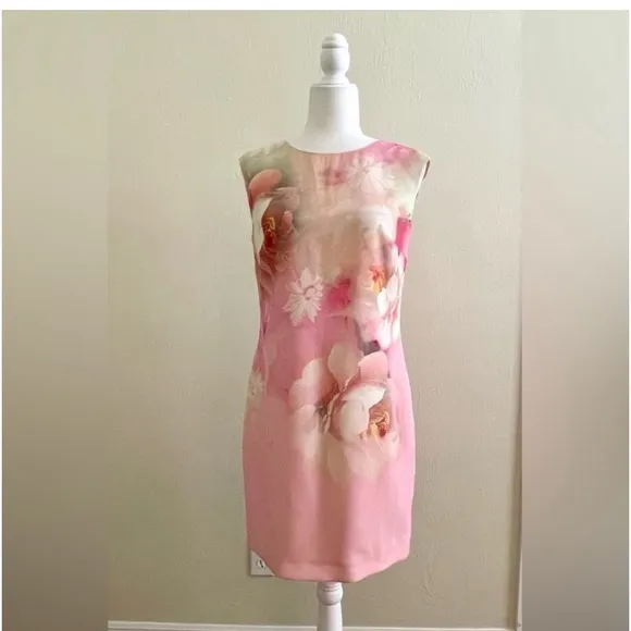 Ted Baker Damona Rose On Canvas Sleeveless Pink Floral Mini Dress