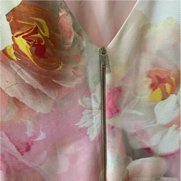Ted Baker Damona Rose On Canvas Sleeveless Pink Floral Mini Dress