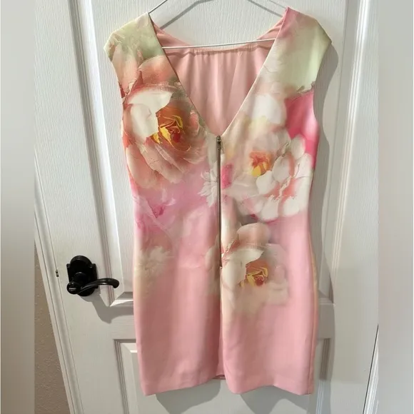 Ted Baker Damona Rose On Canvas Sleeveless Pink Floral Mini Dress