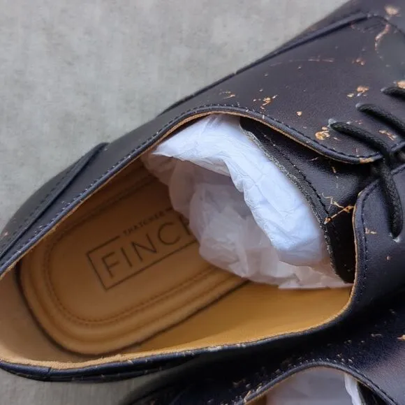 Thatcher Finch‎ Men's Black Gold Flecked Luxury Formal Dress Shoes Size 10