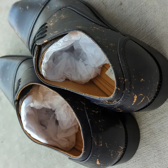 Thatcher Finch Men's Black‎ Gold Flecked Luxury Formal Dress Shoes Size 9