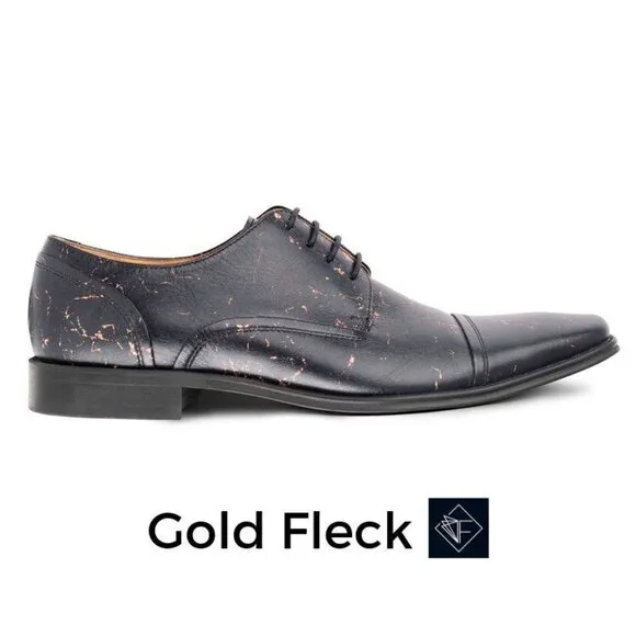 Thatcher Finch Men's Black‎ Gold Flecked Luxury Formal Dress Shoes Size 9