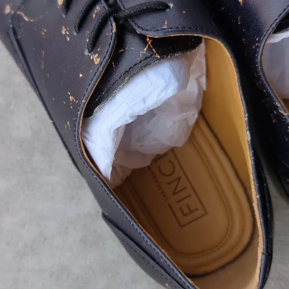 Thatcher Finch Men's Black‎ Gold Flecked Luxury Formal Dress Shoes Size 9