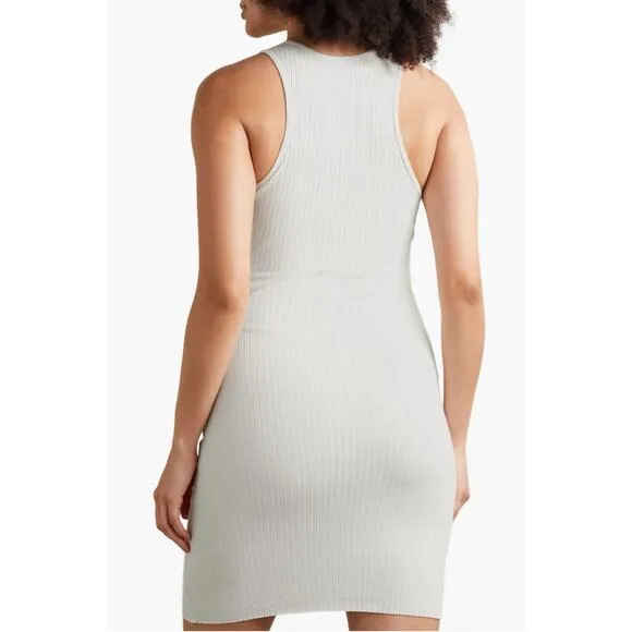 The Range Carved Stretch Cotton Rib Mini Dress, Large