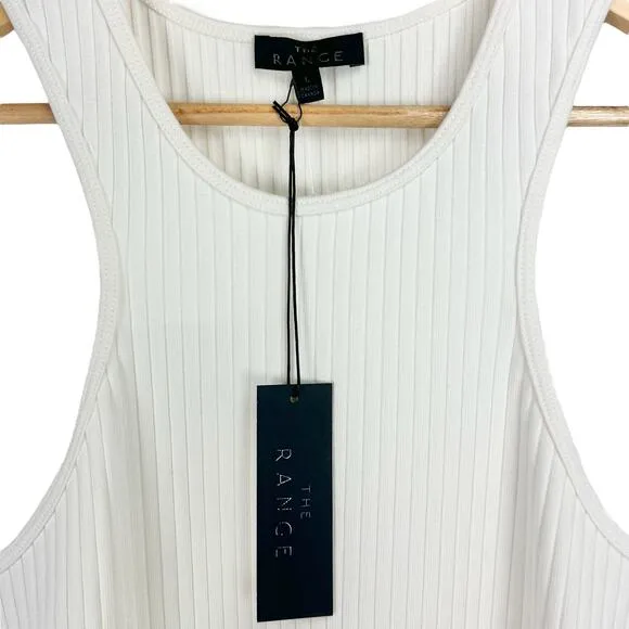 The Range Carved Stretch Cotton Rib Mini Dress, Large