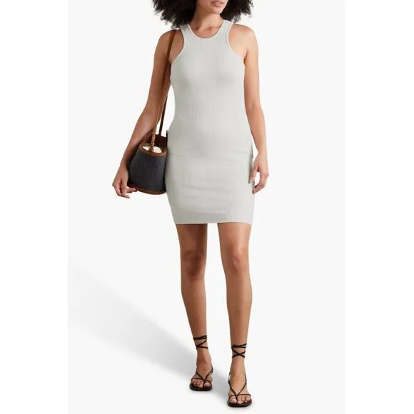 The Range Carved Stretch Cotton Rib Mini Dress, Large