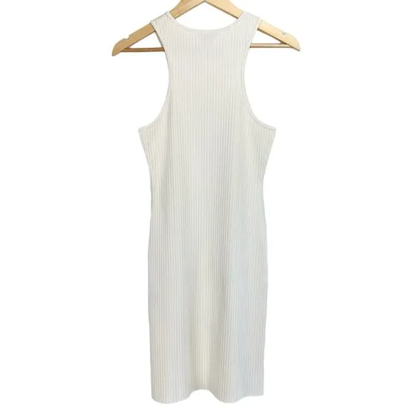 The Range Carved Stretch Cotton Rib Mini Dress, Large