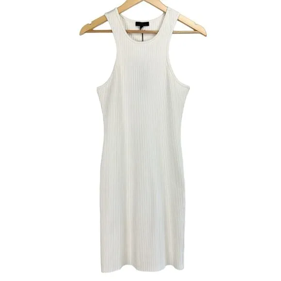 The Range Carved Stretch Cotton Rib Mini Dress, Large