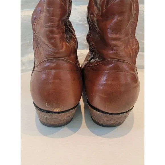 The Sanders Boot Makers Brown Bullhide Leather Cowboy Boots Mens 7.5C hand made