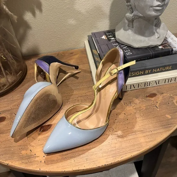 Things II Come Womens Justice Blue Leather Pointed Toe Pumps Shoes NWT
