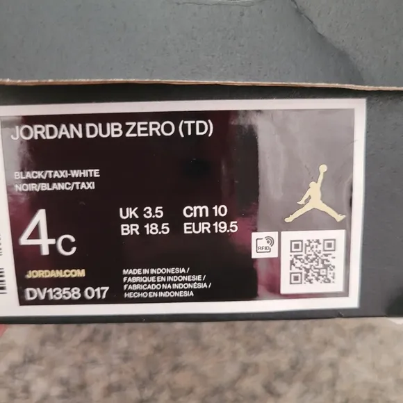 Toddler jordan dub zero td sneaker shoes 4c