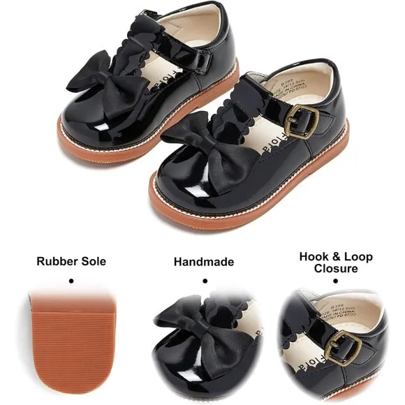 Toddler Little Girl Mary Jane Dress Shoes B366-black