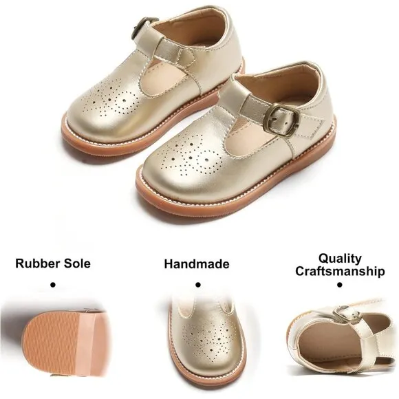 Toddler Little Girl Mary Jane Dress Shoes B369-gold