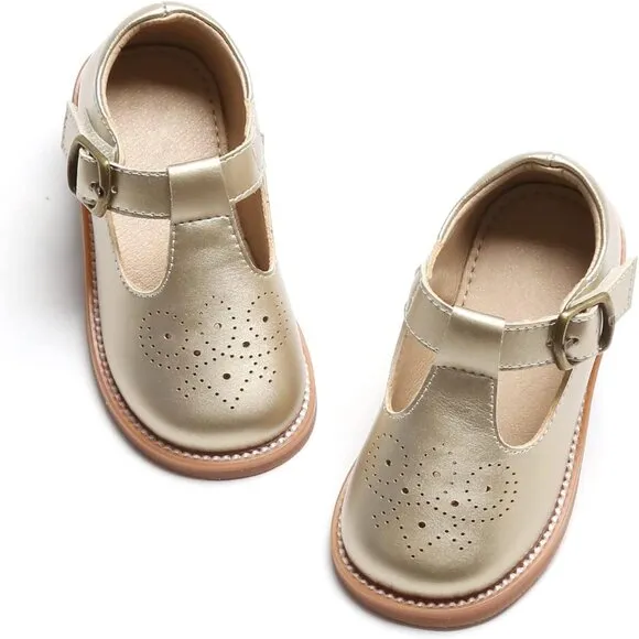 Toddler Little Girl Mary Jane Dress Shoes B369-gold