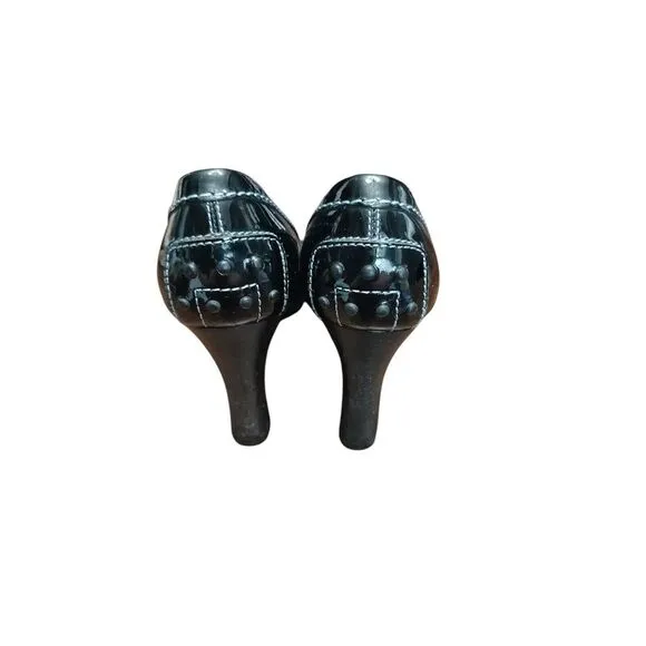 TOD'S Pumps Heels Women's 8.5‎ Black Patent Leather Made In Italy