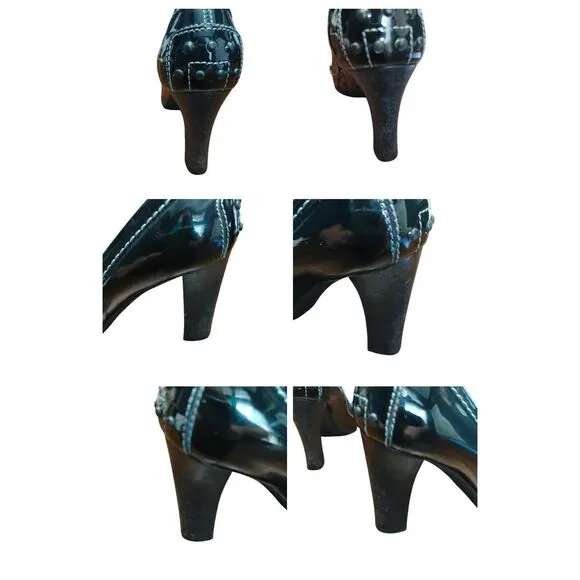TOD'S Pumps Heels Women's 8.5‎ Black Patent Leather Made In Italy