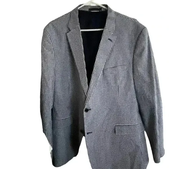 Tommy Hilfiger Men 46R Jacket Blue Cotton Gingham Preppy Classic Coastal Modern