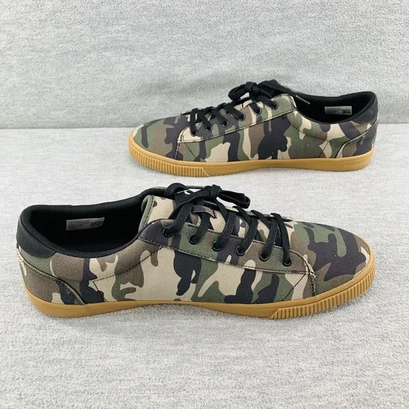 TOMS MEN CARLSON - Size 14 Sneakers Green Woodland Camouflage Print Shoes   B8