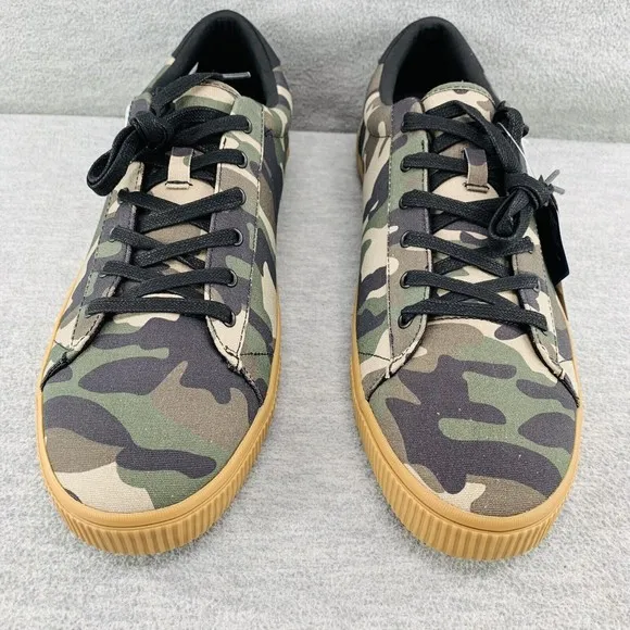 TOMS MEN CARLSON - Size 14 Sneakers Green Woodland Camouflage Print Shoes   B8