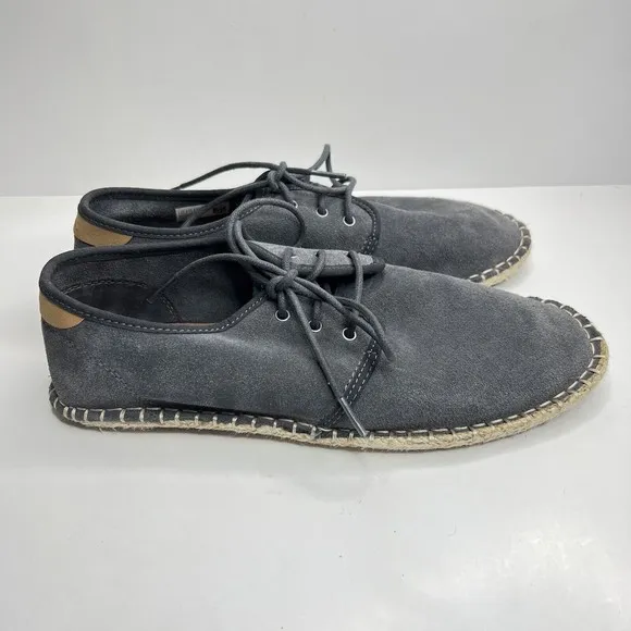 Toms Mens Diego Espadrille Gray Suede Lace Up Round Toe Casual Shoes Size 8.5