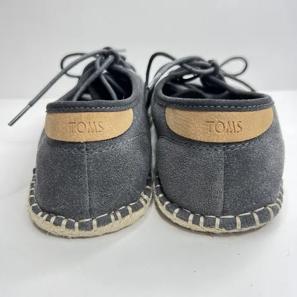 Toms Mens Diego Espadrille Gray Suede Lace Up Round Toe Casual Shoes Size 8.5