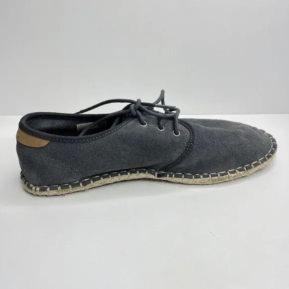 Toms Mens Diego Espadrille Gray Suede Lace Up Round Toe Casual Shoes Size 8.5