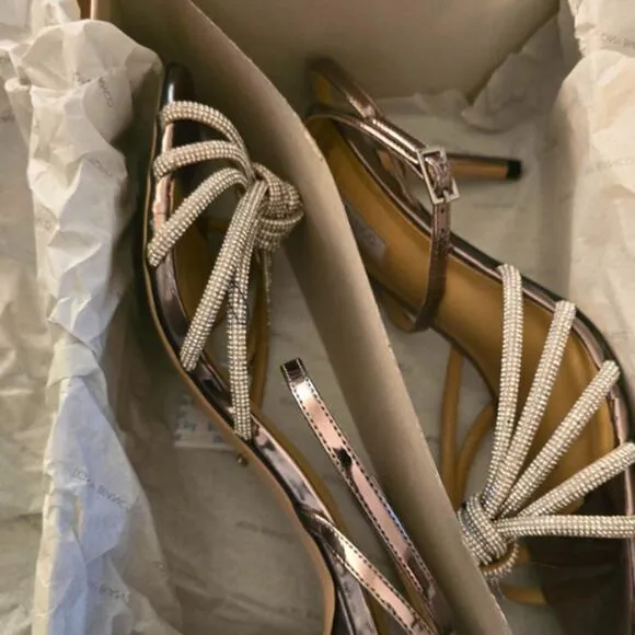 Tony Bianco Crystal Knotted Heel Gold EUC Size 9