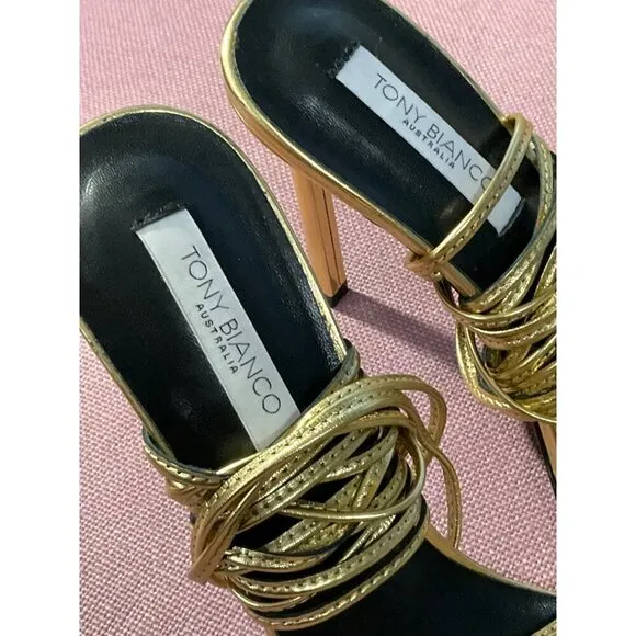 Tony Bianco Millie Sandals in Gold Foil 9 with Box Womens High Heels