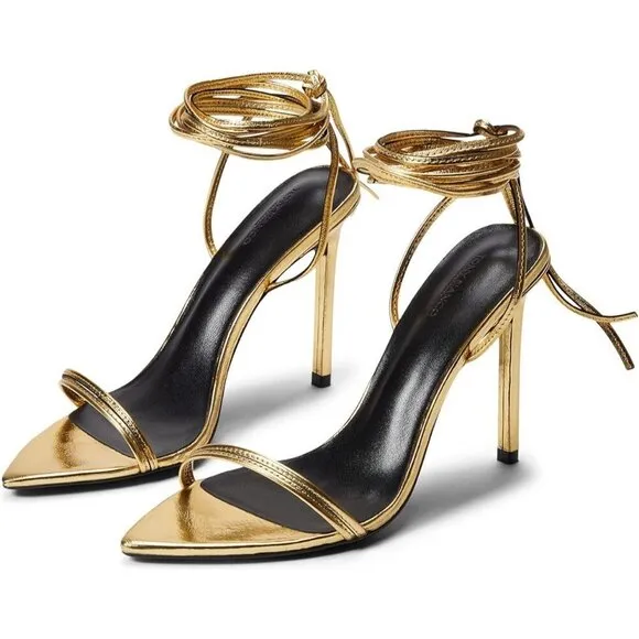 Tony Bianco Millie Sandals in Gold Foil 9 with Box Womens High Heels
