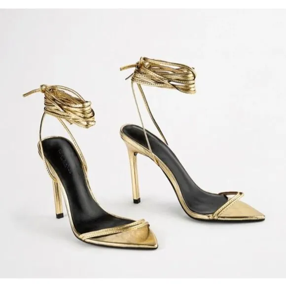 Tony Bianco Millie Sandals in Gold Foil 9 with Box Womens High Heels