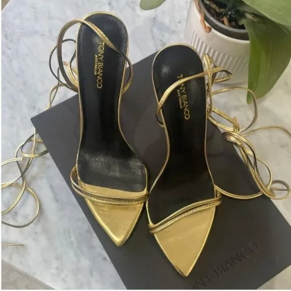 Tony Bianco Millie Sandals in Gold Foil 9 with Box Womens High Heels
