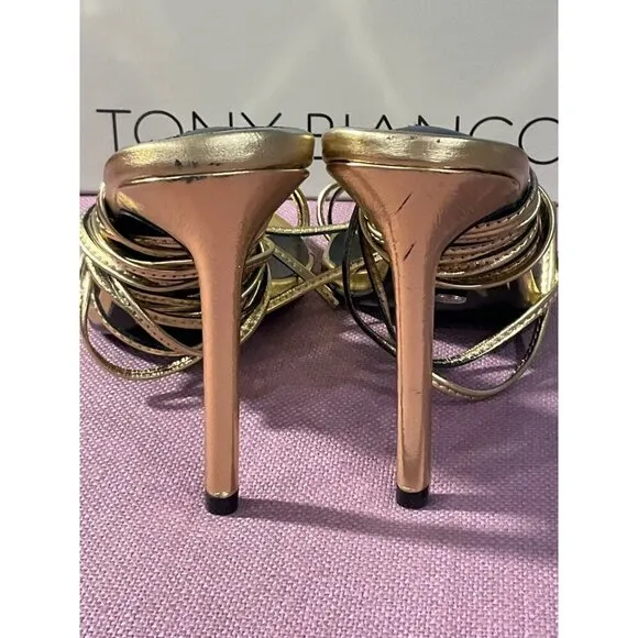 Tony Bianco Millie Sandals in Gold Foil 9 with Box Womens High Heels