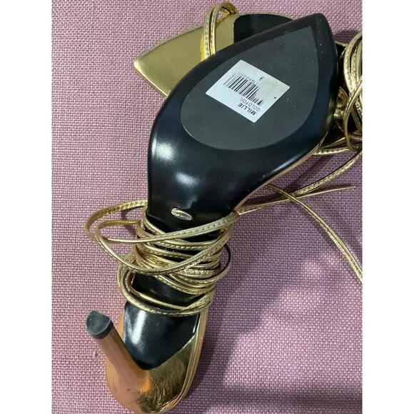 Tony Bianco Millie Sandals in Gold Foil 9 with Box Womens High Heels