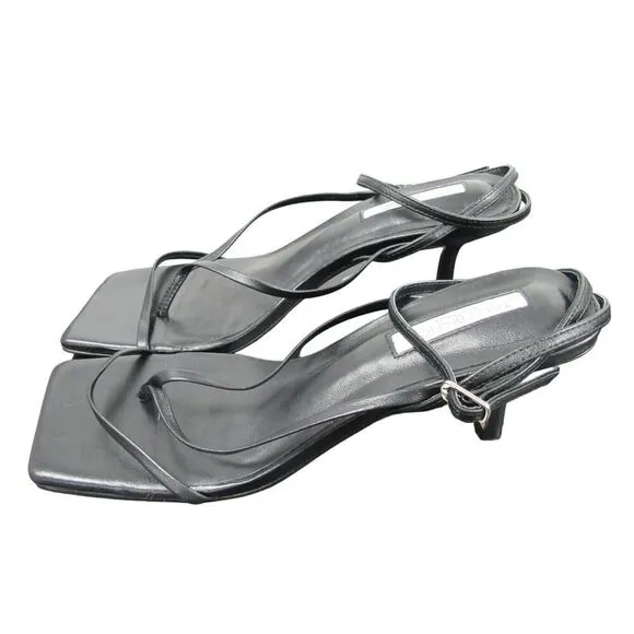 Tony Bianco Avi Black Nappa Square Open Toe Heel Sandals Size 7.5