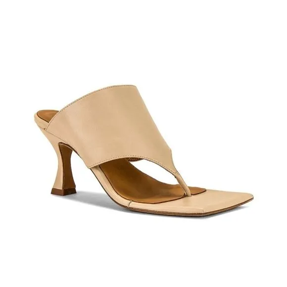 TORAL Mule Sand Leather Thong Square Sandals Womens Size 39
