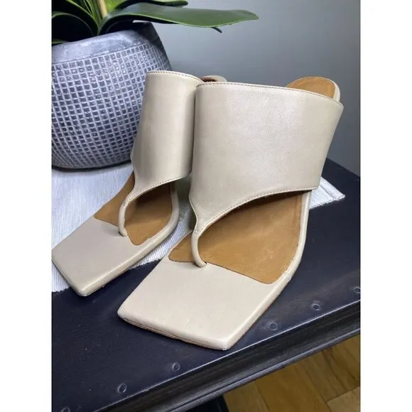 TORAL Mule Sand Leather Thong Square Sandals Womens Size 39