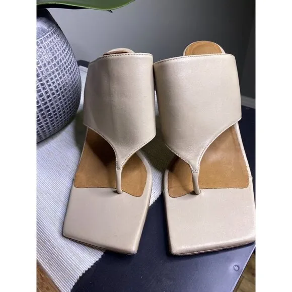 TORAL Mule Sand Leather Thong Square Sandals Womens Size 39